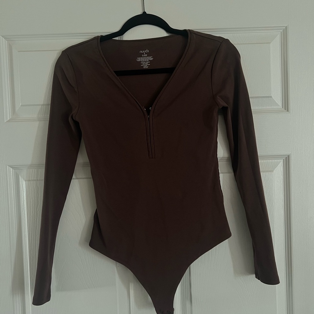 Nuuds Dark Brown Long Sleeve Bodysuit